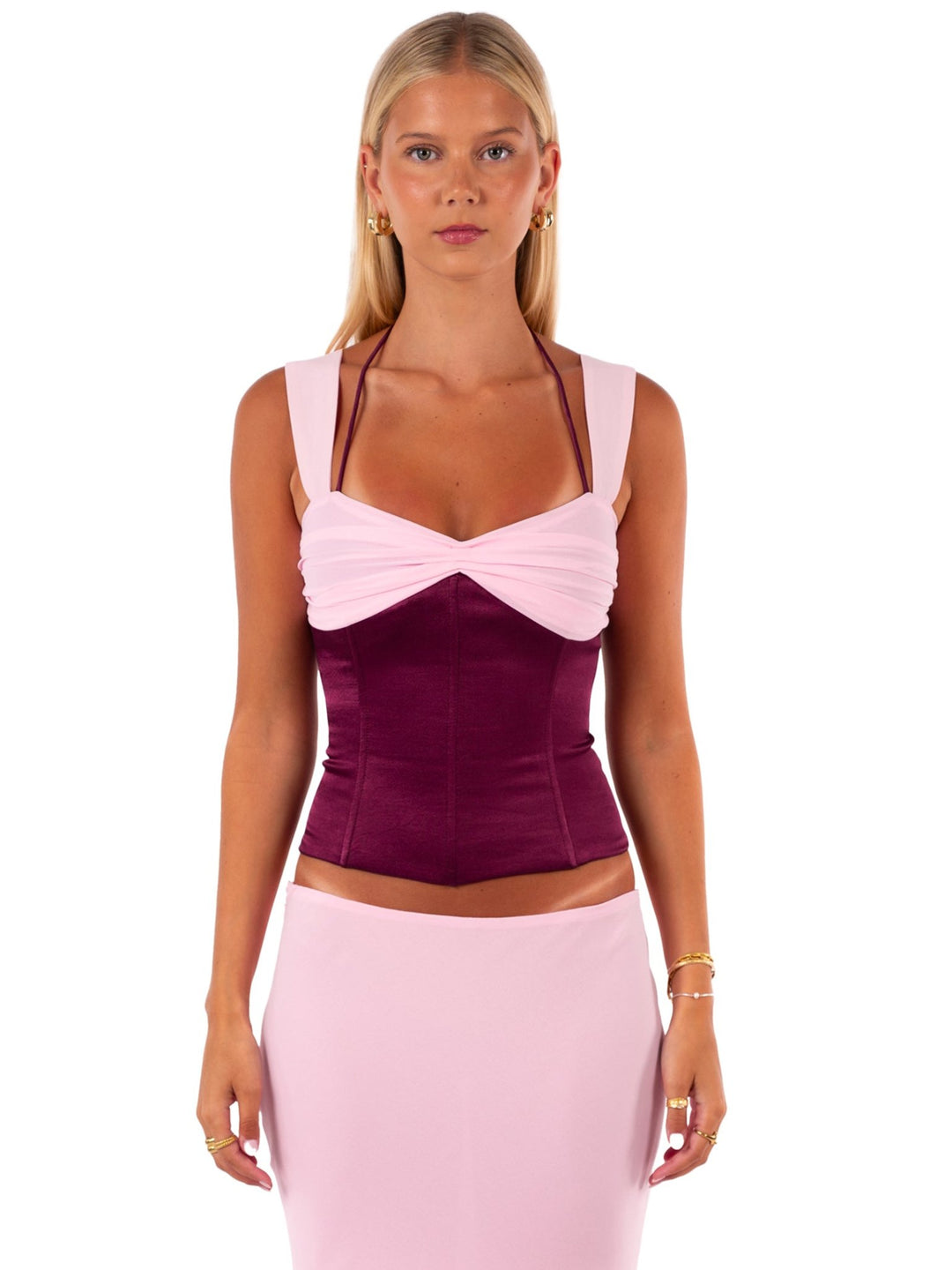 Hire I AM DELILAH. Scarlett SET Maxi Skirt and Corset Top in Berry