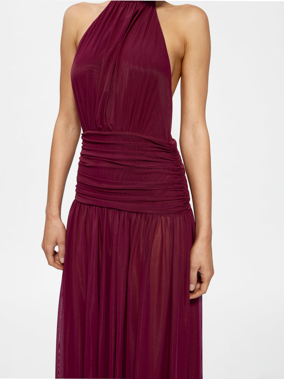 Hire EFFIE KATS Verity Gown in Burgundy Sheer