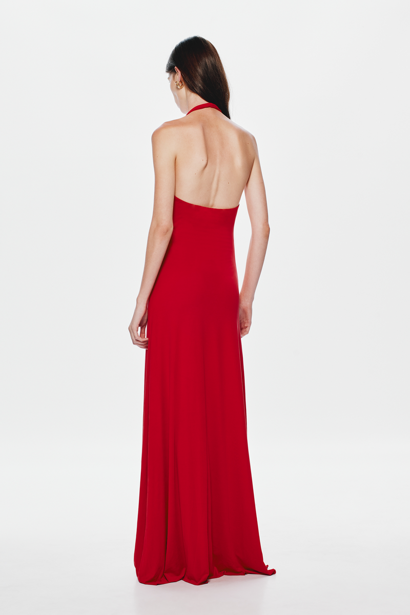 Hire MISHA Jennifer Cupro Maxi Dress in Cherry Red