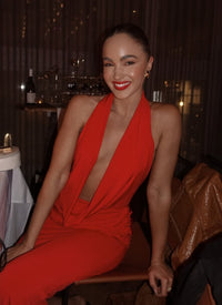 Hire MISHA Vanessa Jersey Maxi Dress in Cherry Red