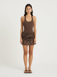 Hire BENNI Ariel Mini Dress in Cocoa Brown