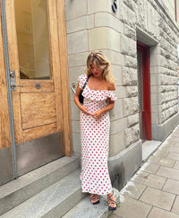 Hire REALISATION PAR The Claudia Maxi Dress in Super Dot White Red