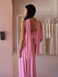 Hire BY NICOLA Fiesta Off Shoulder Dress in Candy Pink