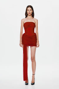 Hire MISHA Ember Wrapped Mini Dress in Cherry Red