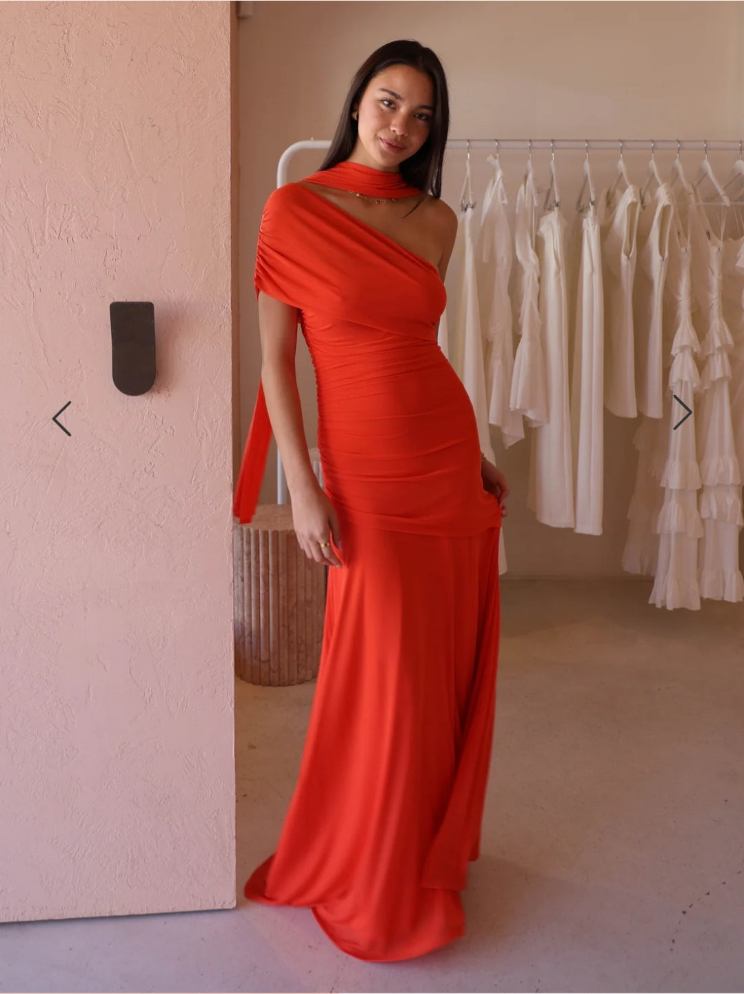 Hire BY NICOLA Fiesta Off Shoulder Dress in Fiesta Orange