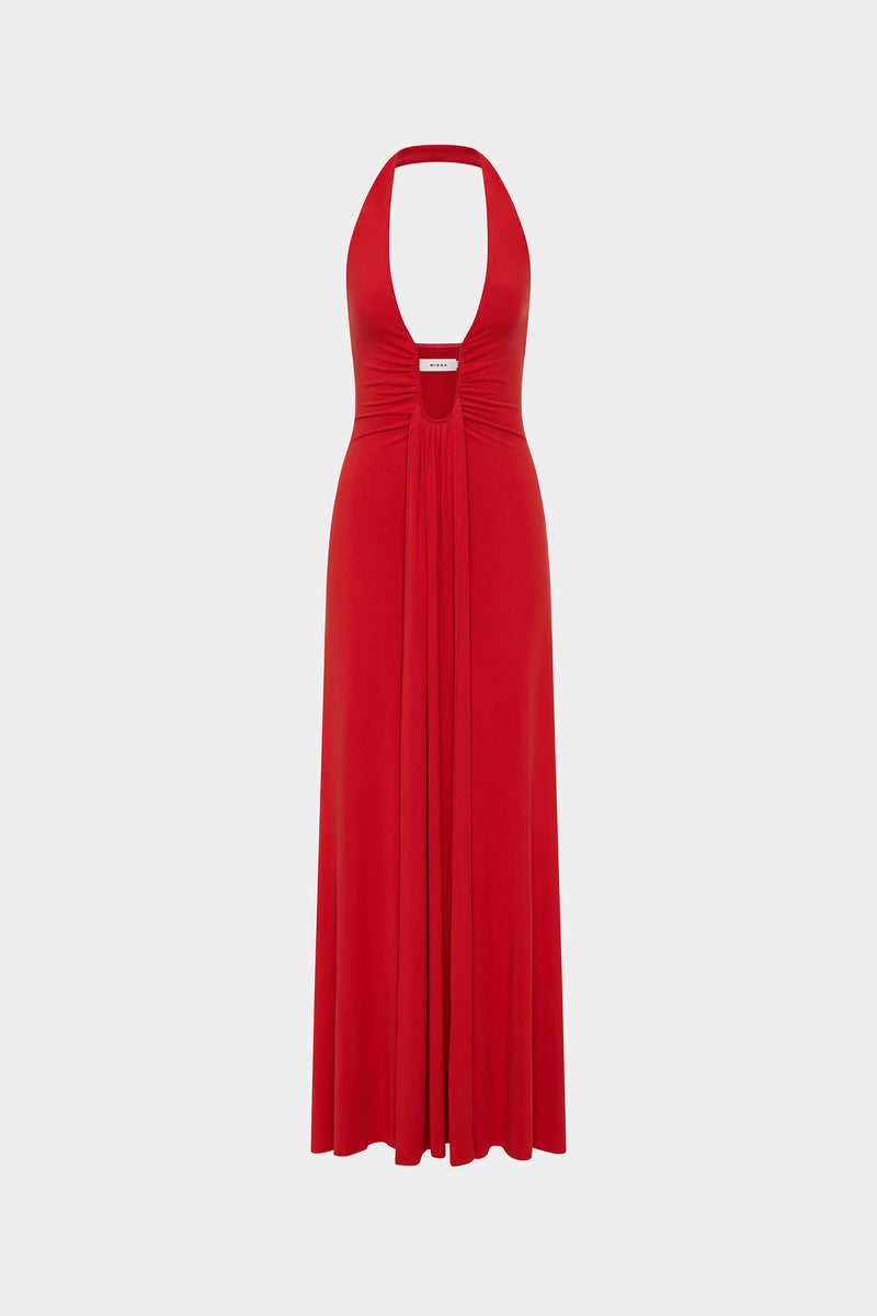 Hire MISHA Jennifer Cupro Maxi Dress in Cherry Red