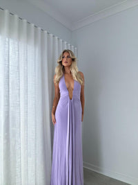 Hire MISHA Jennifer Cupro Maxi Dress in Lilac Purple