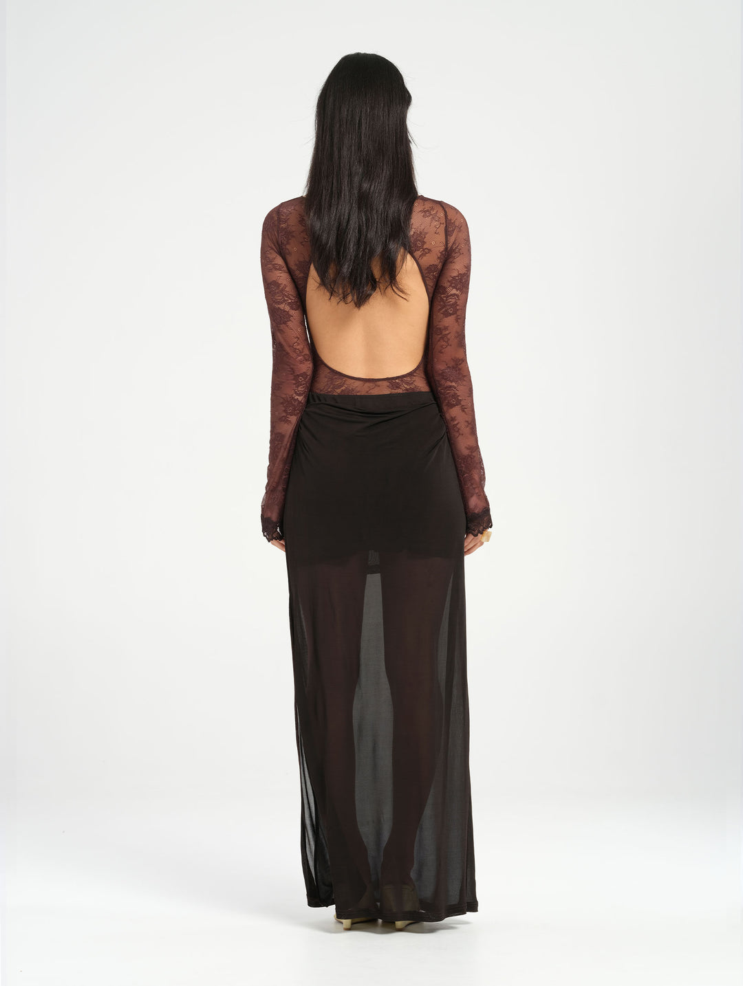 Hire BENNI Oskar Maxi Dress in Chocolate Brown