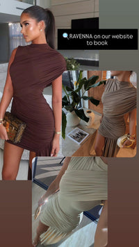 Hire DE LA VALI Ravenna Mini Dress in Chocolate Brown Jersey