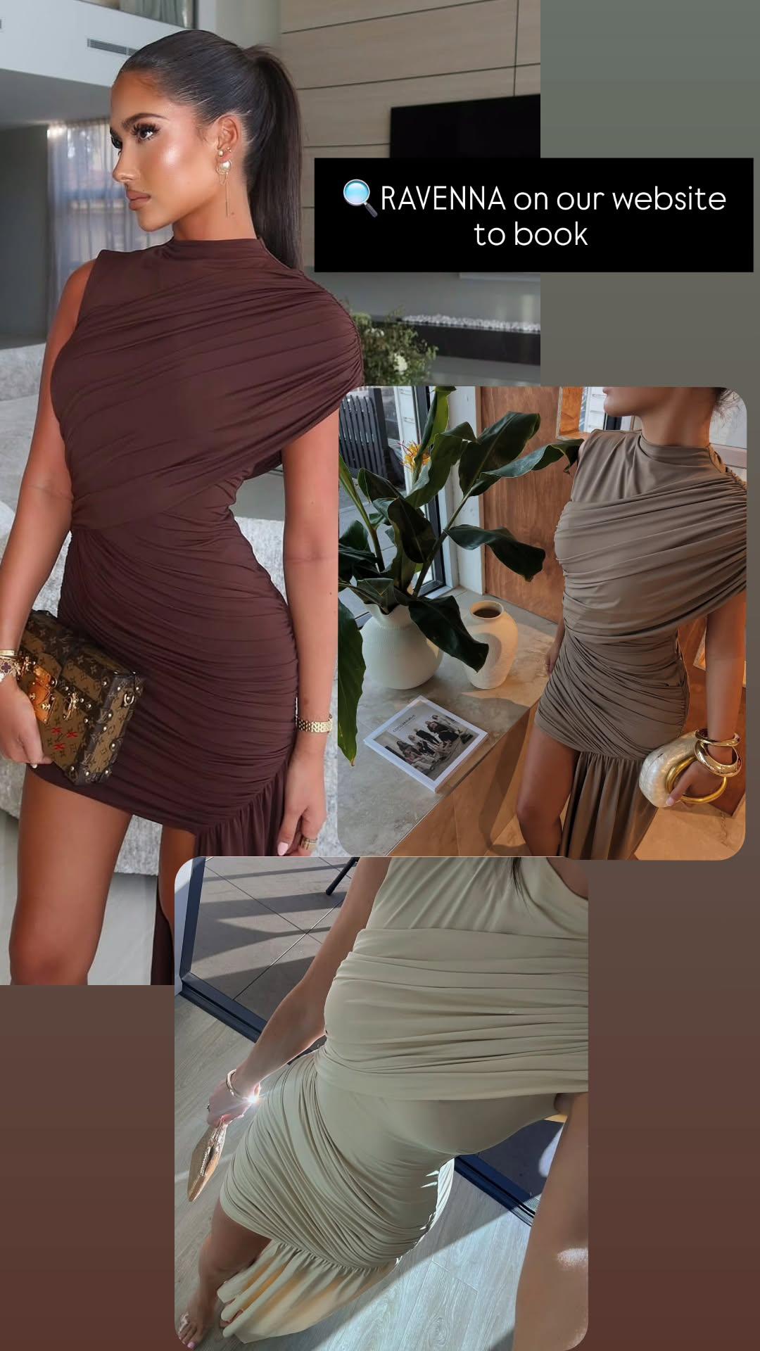 Hire DE LA VALI Ravenna Mini Dress in Chocolate Brown Jersey