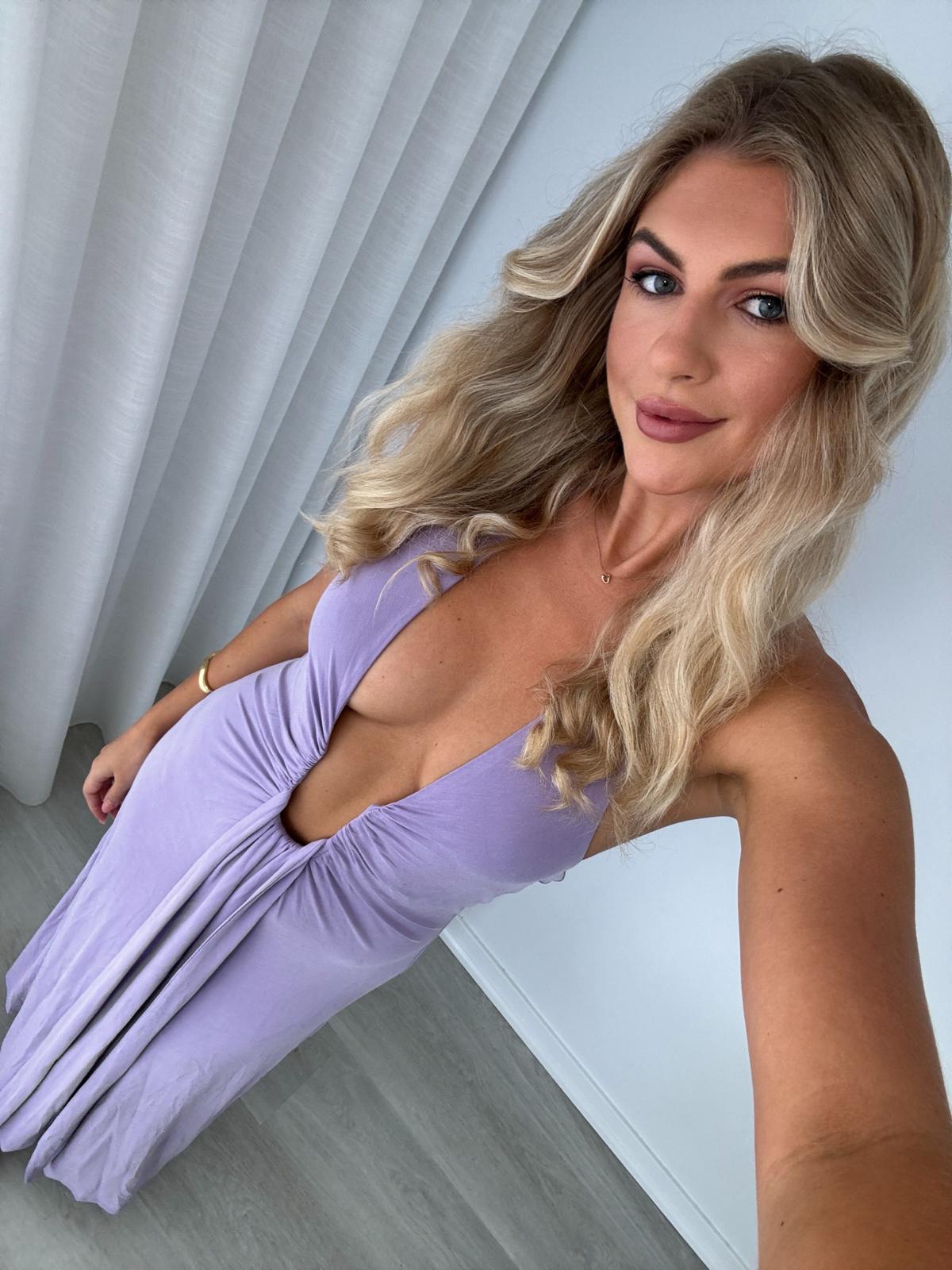 Hire MISHA Jennifer Cupro Maxi Dress in Lilac Purple