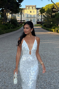 Hire MISHA Sapphire Sequin Maxi Dress in Ivory White