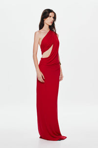 Hire MISHA Solstice Cupro Maxi Dress in Cherry Red