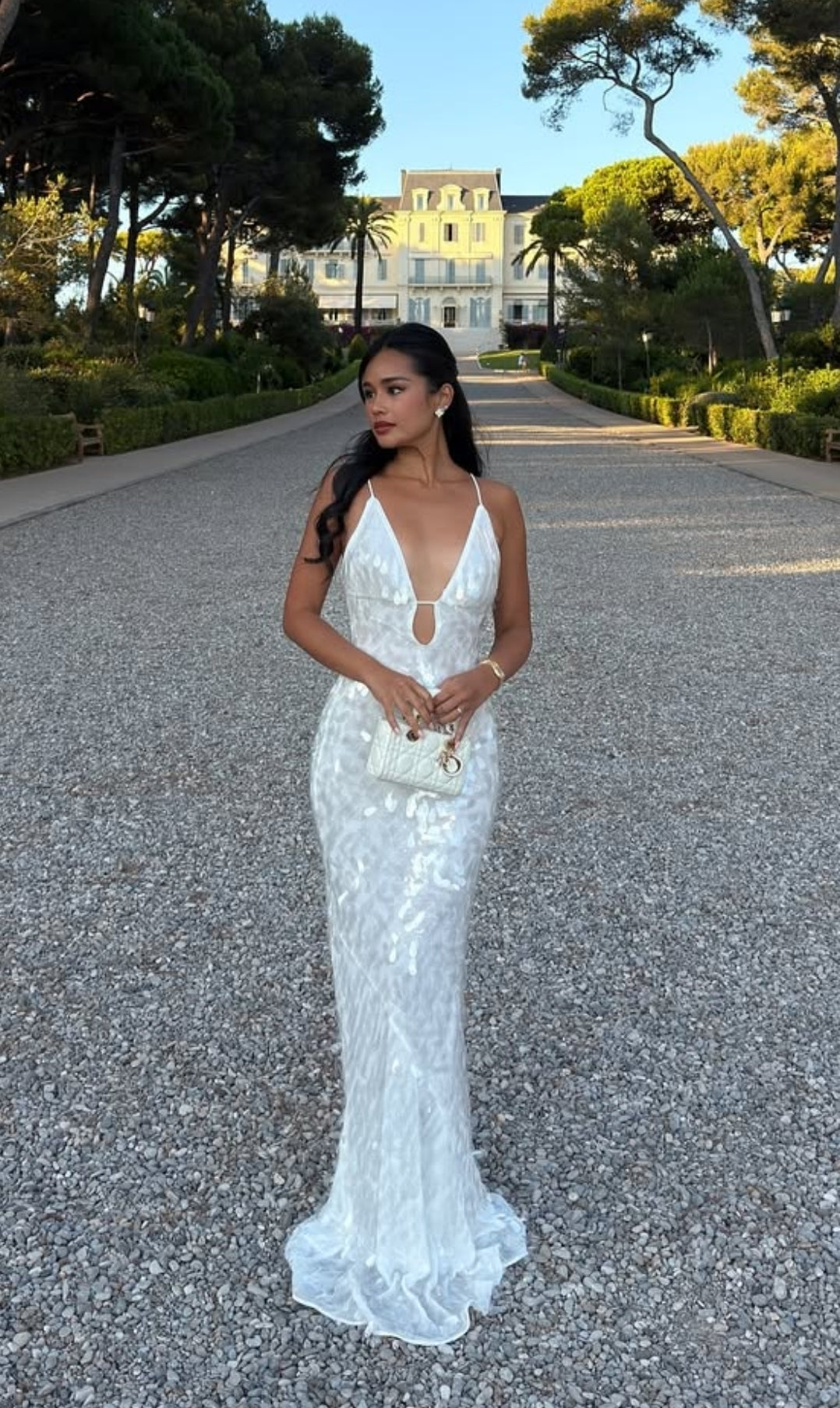 Hire MISHA Sapphire Sequin Maxi Dress in Ivory White