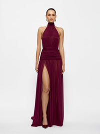 Hire EFFIE KATS Verity Gown in Burgundy Sheer