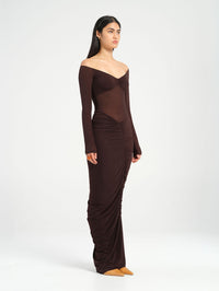Hire BENNI Wilma Maxi Dress in Chocolate Brown