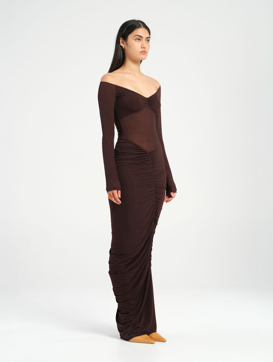 Hire BENNI Wilma Maxi Dress in Chocolate Brown