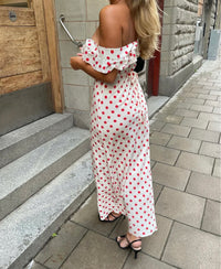 Hire REALISATION PAR The Claudia Maxi Dress in Super Dot White Red