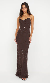 Hire BEC+BRIDGE Arielle Slip Maxi Dress in Dark Chocolate