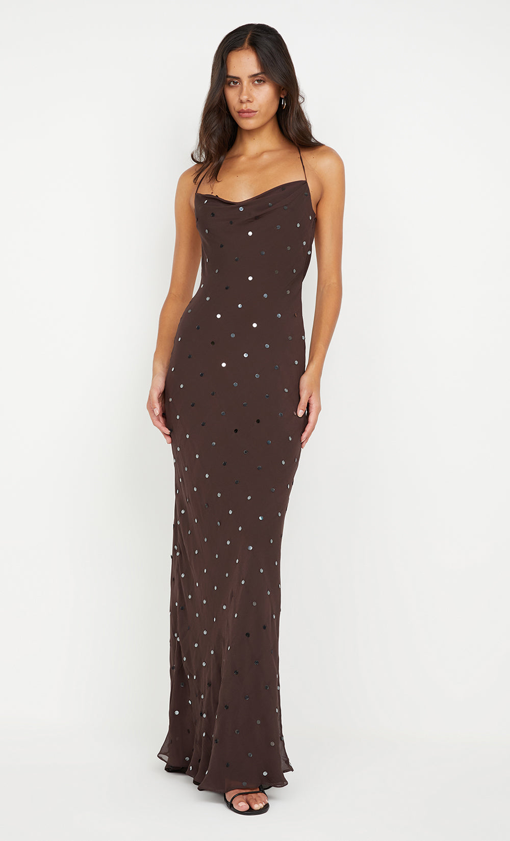 Hire BEC+BRIDGE Arielle Slip Maxi Dress in Dark Chocolate