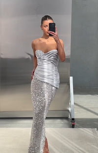 Hire ELIYA THE LABEL Gia Gown in Silver Sequin