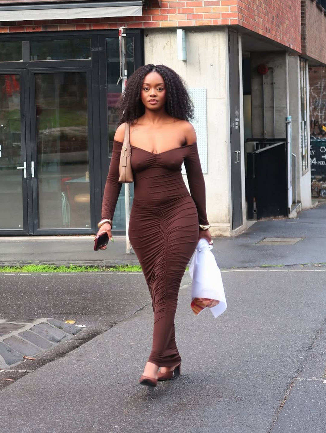 Hire BENNI Wilma Maxi Dress in Chocolate Brown