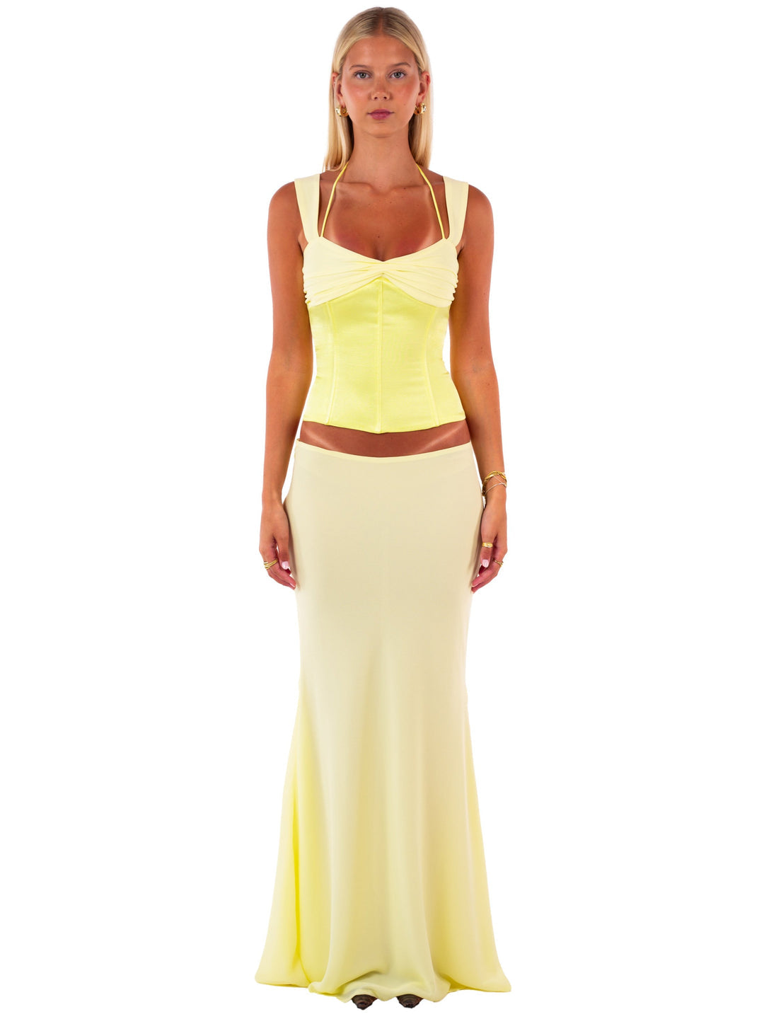 Hire I AM DELILAH. Scarlett Maxi Skirt in Butter Yellow