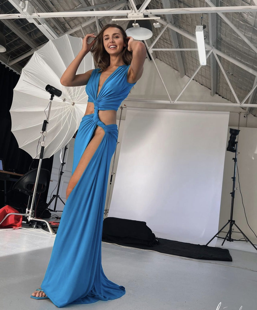 Hire SID NEIGUM Triple Loop Dress in Turquoise Blue