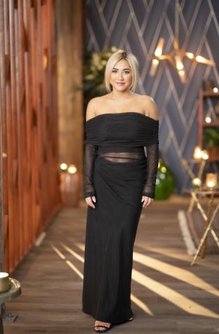 Hire BENNI Yasmin Off Shoulder Maxi Dress in Black