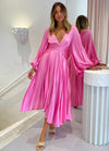 Hire ACLER Palms Pleat Dress Confetti Pop Pink