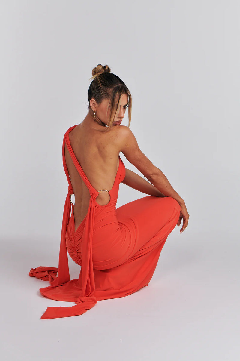 Hire MÉLANI Izabella Gown in Tangerine