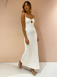 Hire Bec + Bridge Effie Knit Key Maxi Dress In Ivory White