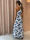 Hire BY NICOLA Dahlia One Shoulder Ring Detail Maxi Dress in Rosie Print