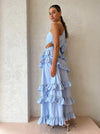 BY NICOLA Adrift Frill Maxi Dress in Arctic Blue