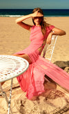 Hire Bec + Bridge Kailani Asym Dress in Grapefruit Pink
