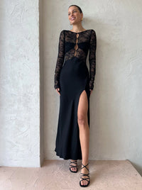 Hire Bec + Bridge Nora Lace L/S Maxi Dress in Black
