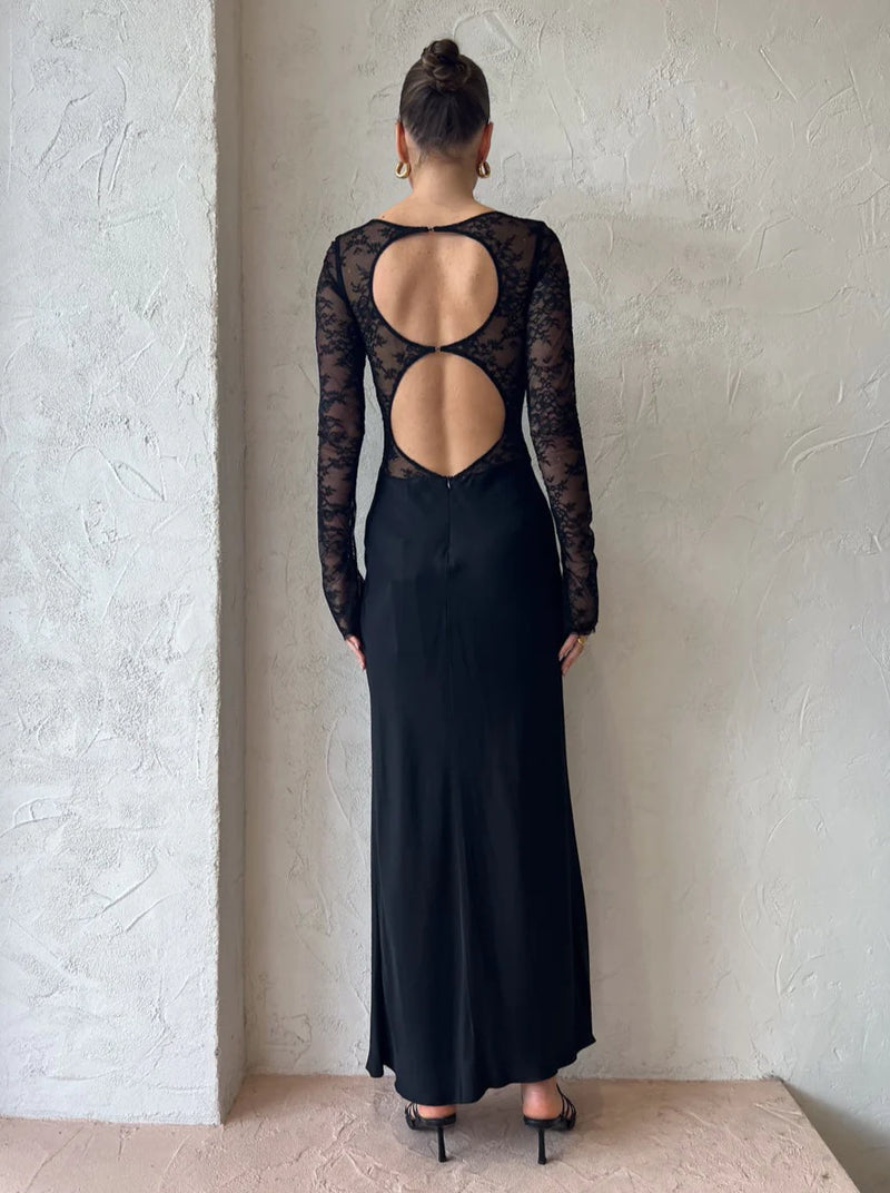 Hire Bec + Bridge Nora Lace L/S Maxi Dress in Black