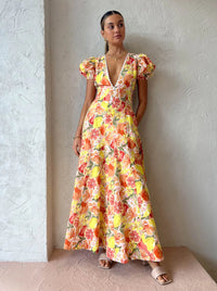 Hire BY NICOLA S/S Wavy Maxi Dress In Citrus Print