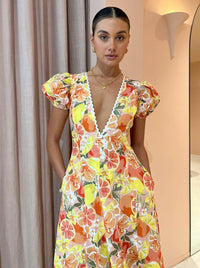 Hire BY NICOLA S/S Wavy Maxi Dress In Citrus Print