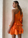 Hire BY NICOLA Adrift Frill Mini Dress In Sunset Orange