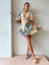 Hire BY NICOLA Wavy Mini Dress In Lemon Patchwork