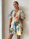 Hire BY NICOLA Wavy Mini Dress In Lemon Patchwork