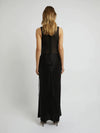 CHRISTOPHER ESBER Sheer Torso Tank Silk Satin Gown in Black