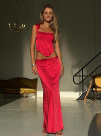 Hire I AM DELILAH. Valerie Set Corset and Maxi Skirt Cherry Red