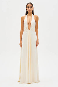 Hire MISHA Jennifer Cupro Maxi Dress in Ivory