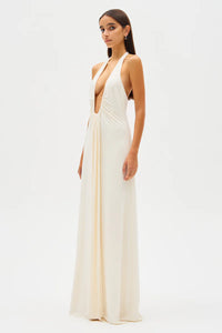 Hire MISHA Jennifer Cupro Maxi Dress in Ivory