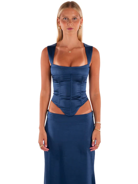 Hire I AM DELILAH. Valerie Set Corset and Maxi Skirt Midnight Blue