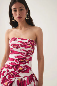 Hire AJE Violette Bubble Hem Maxi Dress in Behold Boldly Blooming Floral Pink