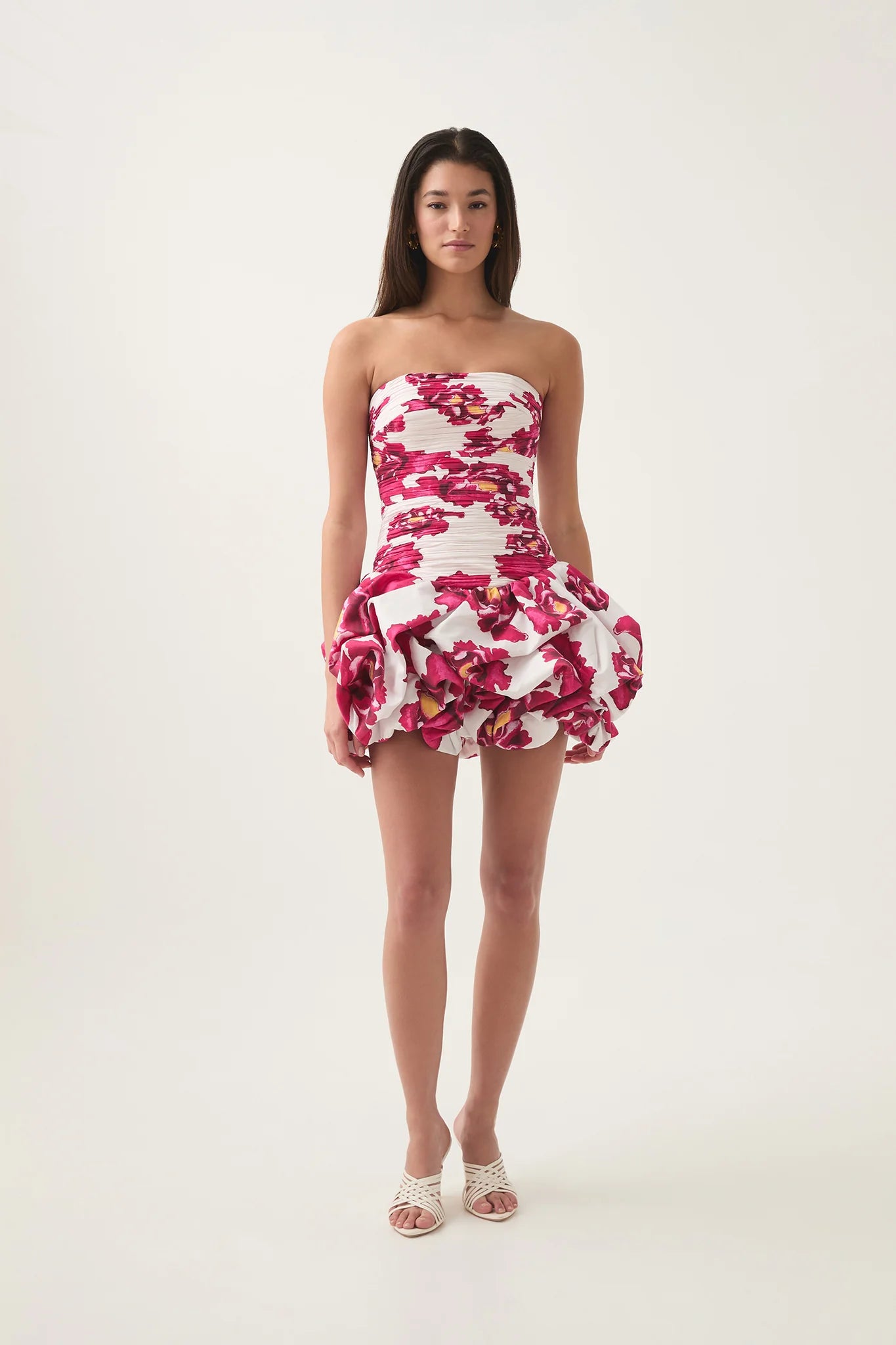 Hire AJE Violette Bubble Hem Mini Dress in Boldly Blooming Pink Floral