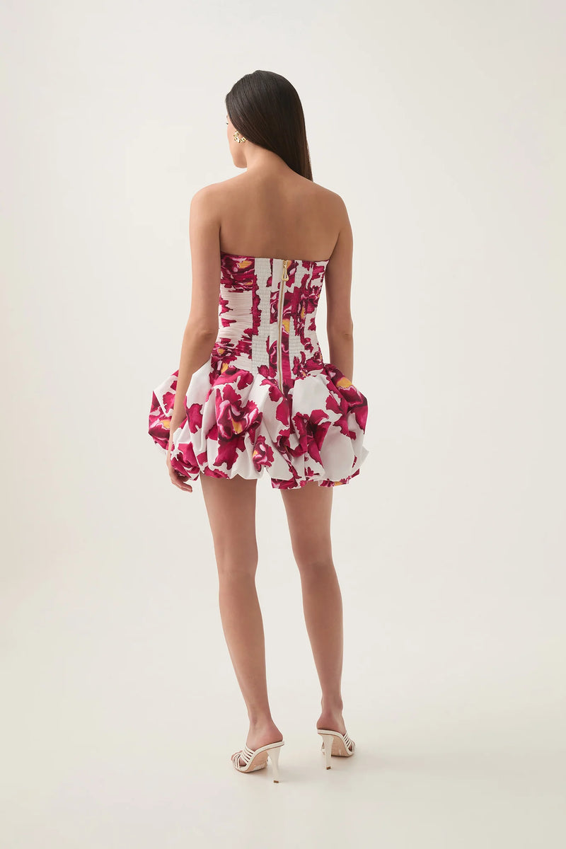 Hire AJE Violette Bubble Hem Mini Dress in Boldly Blooming Pink Floral